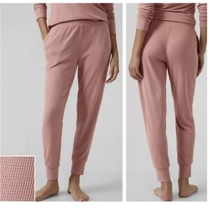 Athleta Wind Down Sleep Joggers Pajama Lounge Pants Waffle Pink Womens Size L